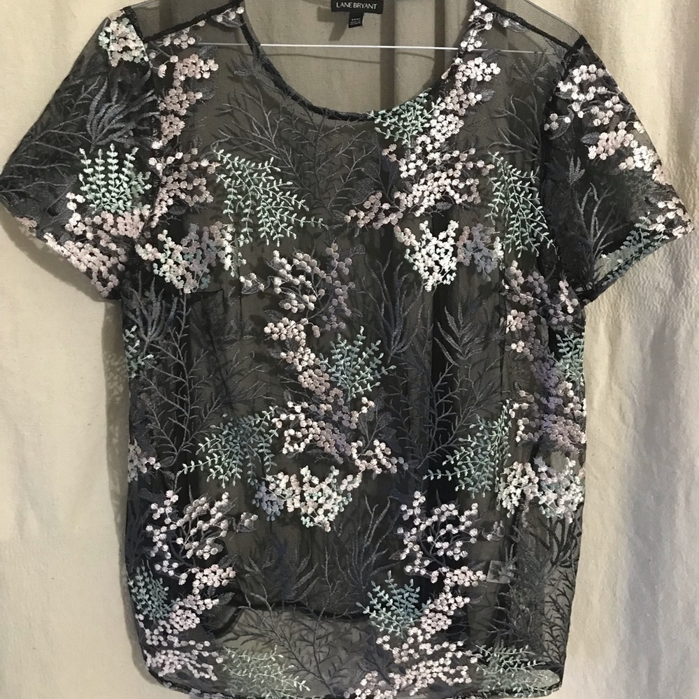 Embroidered Mesh Top - Picture 2 of 4